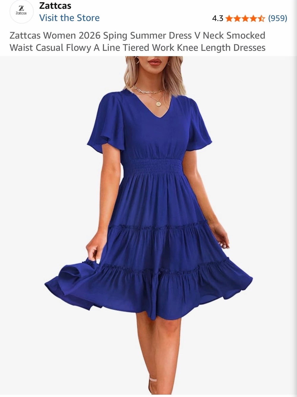 Flowy Tiered Midi Dress — Royal Blue